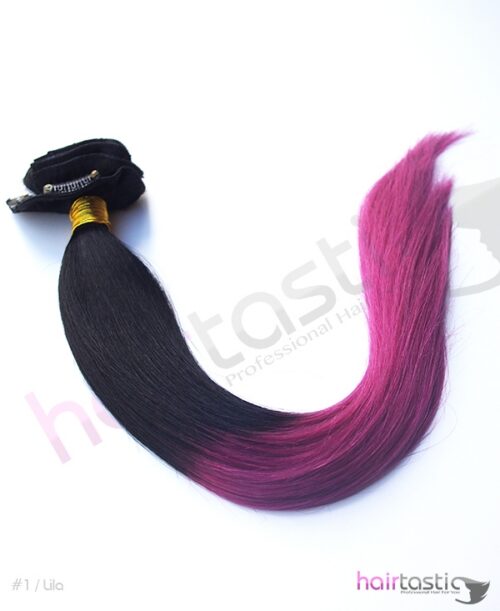 Svart / Lila Dip Dye Ombre Clip on set