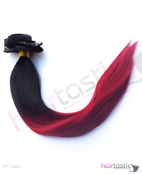 Svart / Röd Dip Dye Ombre Clip on set